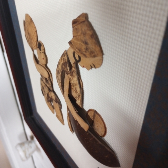 MCM 3D Wood Art- Woman carrying Baskets and Woman with Child Framed Wall Art - Picture 7 of 12